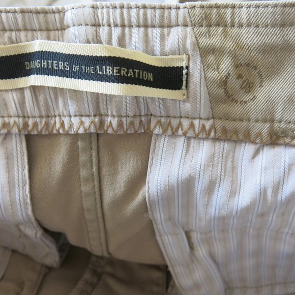Daughters of Liberation Anthropologie Cotton Blend Straight Leg Khaki Pants Sz 8 - Picture 5 of 6